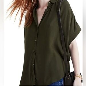 Madewell Olive Central Drapery Blouse